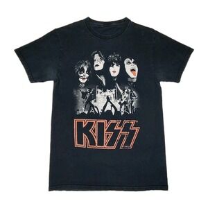 Vintage Style KISS Band T-Shirt Black Y2K Rock Tee Double Stitch Small